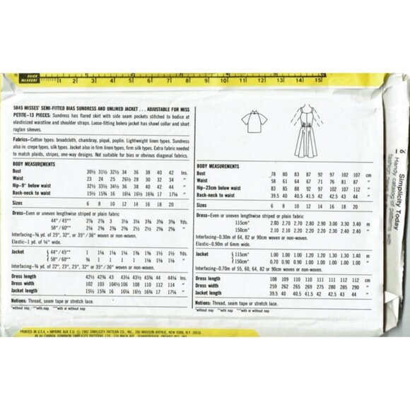 Simplicity Sewing Pattern 5845 Miss Sundress Jacke - Picture 2 of 2